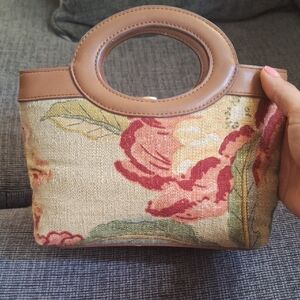 VNTG Fossil Brown and Red Tote Bag with Elegant Design